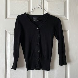 Faded glory black v neck button ribbed knitted sweater cardigan SZ S Small 6